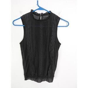 The Limited Top Womens Size XS Ruffle Neck Mesh Black Goth Dark Romantic Y2K